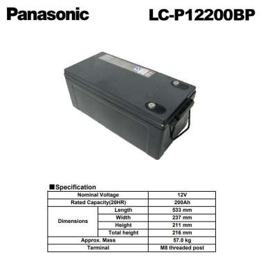 PANASONIC BATTERY / BATERAI SOLAR PANEL/ AKI KERING / ACCU 200AH 12V - 200AH 12V