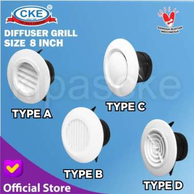 8 Inch Grill Penutup Inline Duct Booster Fan Plastik ABS Ceiling Grill Tipe C