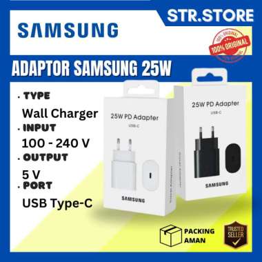 ADAPTOR CHARGER 25W SAMSUNG ORIGINAL, KEPALA CHARGER SAMSUNG 25W ORI Hitam