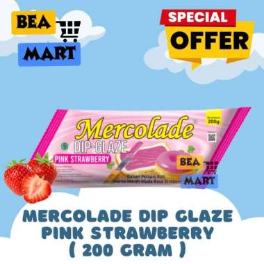 Mercolade Dip Glaze Pink Strawberry 200 gr | Topping Donat Cair Selai Manis DipGlaze Stoberi Kemasan