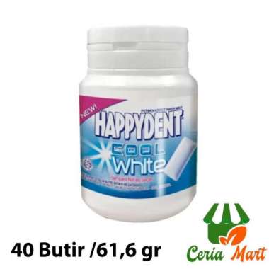 Permen Karet Mint Happydent Cool White 61 gr 40 butir