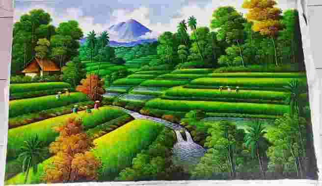 lukisan pemandangan yang mudah digambar