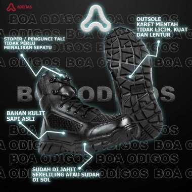 Bossindo Sepatu PDL PDH Polisi Polantas Tni Polri Boa Odigos Terbaru 40 HITAM