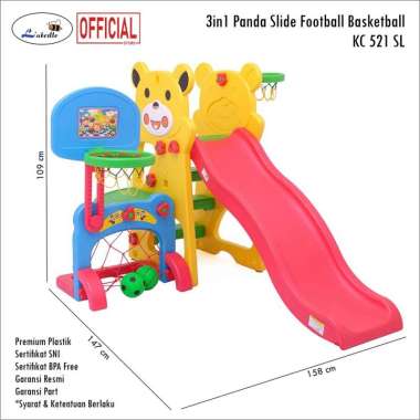Official Labeille garansi resmi KC 521 SL 3in1 Slide Panda Perosotan Anak + Gawang Anak + Ring Bola