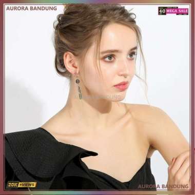 DARA Anting Tusuk Silver 925 Perak Gantung Panjang Drop Earring Needle - Merah Merah