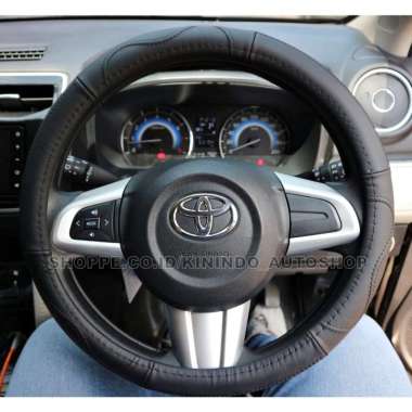 Sarung Stir / Cover Stir Kulit Asli Toyota Raize jahitan hitam