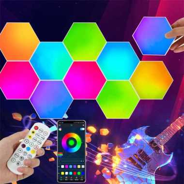 Yabstrip Lampu Hias Hexagonal LED RGB Smart App Control 10 PCS
