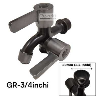 Kran Cabang Ukuran 3/4 Inchi Kran Shower Mandi Kran Double Keran Air Grey Warna