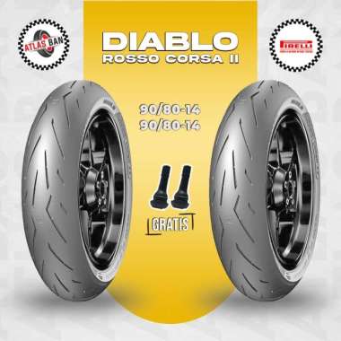 Paket Ban Tubles Motor Matic SOFT COMPOUND PIRELLI DIABLO ROSSO CORSA 2 90/80 - 90/80 Ring 14
