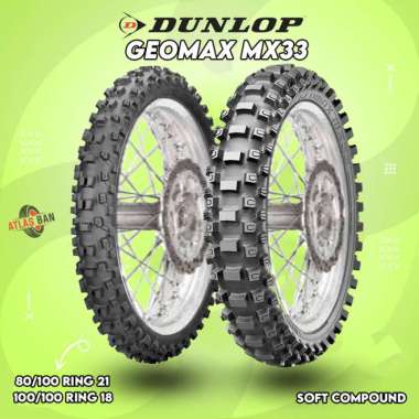 Paket Ban TRAIL DUNLOP GEOMAX MX33 80/100 Ring 21 - 100/100 Ring 18