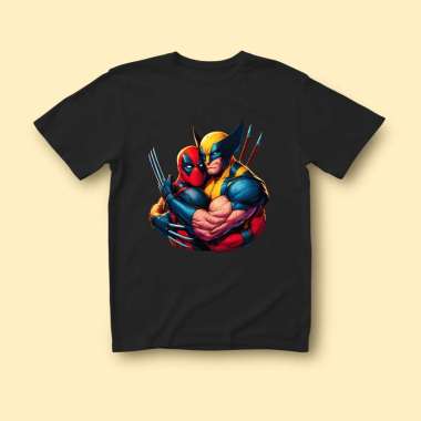 Kaos Marvel Deadpool - Wolverine 6 FatBoB premium T-shirt putih M