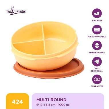Kotak Makan Sekat Twin Tulipware Multi Round 1000 ML Queen