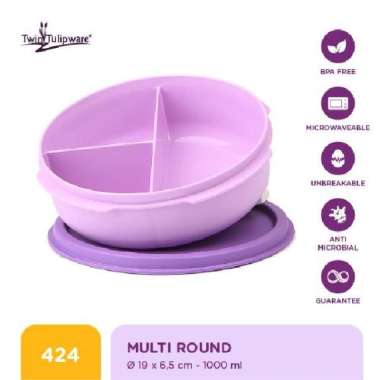 Kotak Makan Sekat Twin Tulipware Multi Round 1000 ML Vio