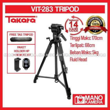 Takara VIT-283 Video Pan Head Tripod untuk kamera camcorder DSLR TRIPOD SAJA