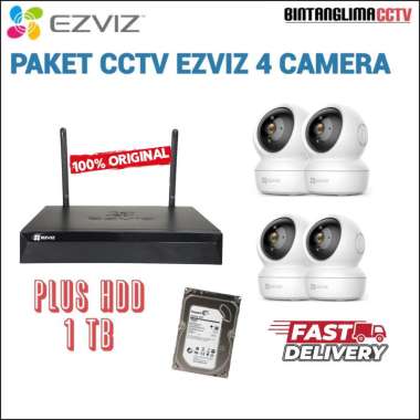 PAKET 4 KAMERA EZVIZ C6N 2MP 1080P FULLHD NVR X5S 4 CHNNEL EZVIZ PLUS 1TB