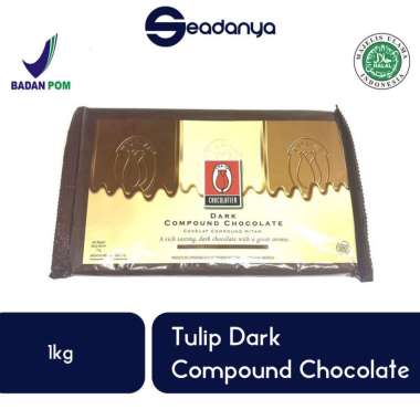 Tulip Dark Compund Chocolate 1kg Cokelat Kompon Hitam - Coklat Leleh - Topping Donat ,Cake,Kue Halal