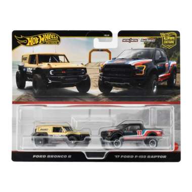 Hotwheels Premium 2-Pack Twin Pack HBL96 Mobil Jip Pickup Truck Ford Bronco R & 17 Ford F-150 Raptor
