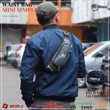 Tas Selempang Cowok Mini Distro Waistbag Pria Kecil Abu Keren Simpel