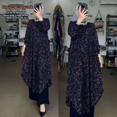 Bunga Matahari Set Tunik One Set Wanita Long Tunik Rayon Twill Baju Setelan Wanita Kekinian Celana A