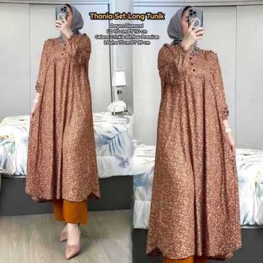 Bunga Matahari Set Tunik One Set Wanita Long Tunik Rayon Twill Baju Setelan Wanita Kekinian Celana A