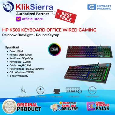HP K500 Keyboard Office Gaming (Rainbow Backlight, Round Keycap)