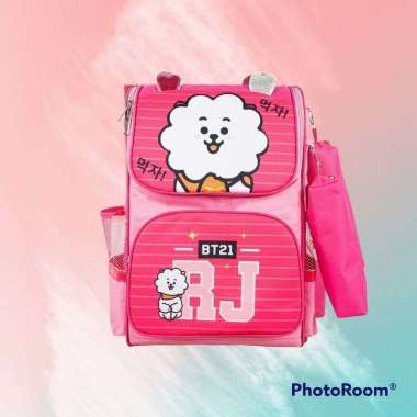 Tas Ransel Anak Perempuan Sekolah SD Karakter BT21 Free Pouch FANTA RJ