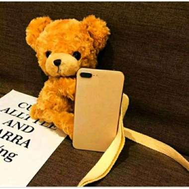 TAS SELEMPANG BONEKA BERUANG MERANGKUL /Tas Boneka Kekinian Ala Korea MERANGKUL COKLAT TUA