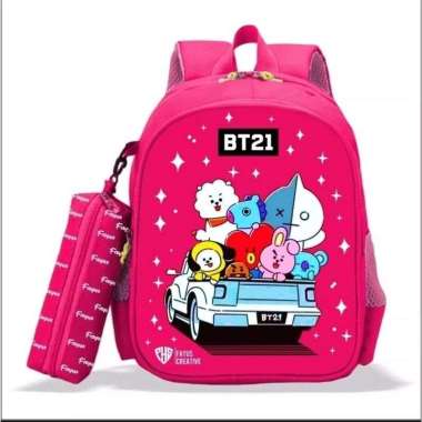 Tas Ransel Anak BT21 // Tas Ransel Anak perempuan Free Pouch FANTA BT21