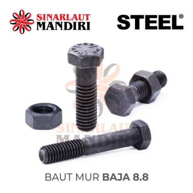 Baut Mur Baja 8.8 / BM Baja 8.8 12 x 150