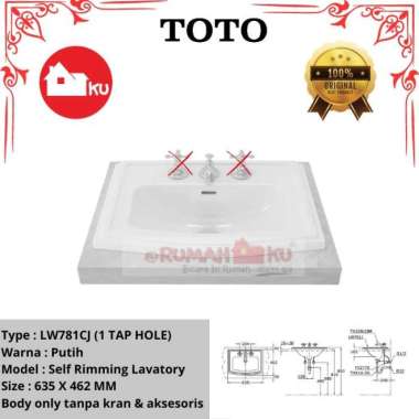Wastafel Self Rimming TOTO LW781CJ 1 Tap Hole Body Only