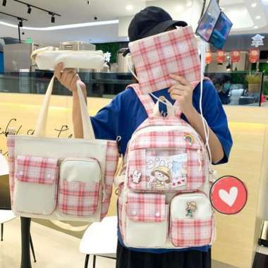 Tas Ransel Anak Perempuan Sekolah Imr Sd Smp Sma Set 4 Original J - rslset4-JJ-Pink rslset4-JJ-Pink