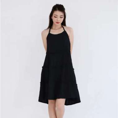 Bonita Dress Ladycrush / Midi Dress / Dress Wanita / Dress Korea L HITAM