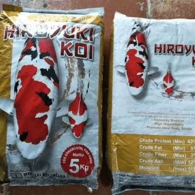 Repack 1 Kg HIROYUKI KOI GROWTH, BULKY & COLOR, WHITE SHINNING S, M, L (2, 5, 8 mm) Pakan Pelet Maka