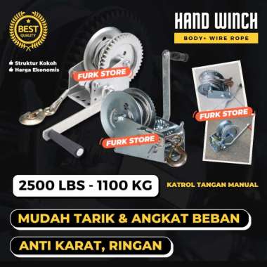 Boat Winch, Katrol Manual 2500LBS dan Sling Baja, Hand Winch Kapasitas 1100KG, Winch Manual Katrol T