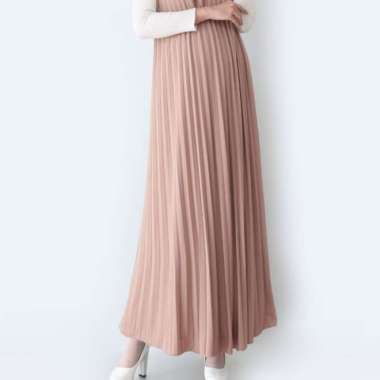 Baju Gamis Wanita Plisket Maxy Lengan Buntung/Tanpa lengan/Gamis kensi - DARK GREY MOCCA