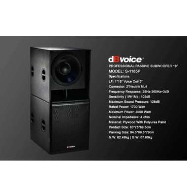 Speaker Subwoofer Pasif 18 Inch DB VOICE S1185P | S 1185P 4000 Watt Original