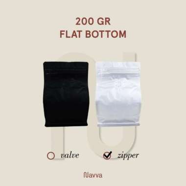 Coffee Packaging / Kemasan Kopi Flat Bottom 200 / 250 gram Hitam Doff Hitam