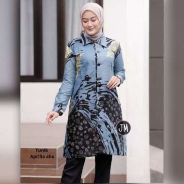Baju Kerja Atasan Wanita Batik Tunik Fashion Muslim Katun - Randoom, M L no. 2