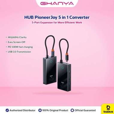 Baseus HUB PioneerJoy 5 in 1 Converter Type C to HDMI 4K 60HZ PD Port USB 3.0 100W Original Ori Adap
