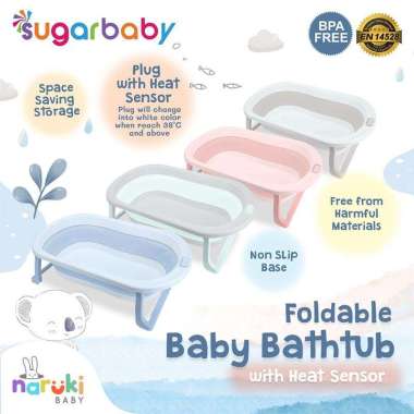 Sugar Baby Foldable Baby Bathtub Sensor Panas F76 F79 Bak Mandi Bayi F79 (79cm) Blue