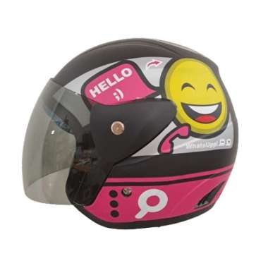 HELM EVOLUTION CHAT SERIES HALF FACE TERMURAH MODEL GM EVO SNI HELM DEWASA BLACK PINK DOFF