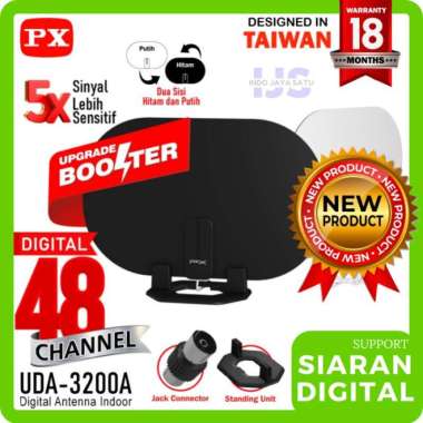 Antena Tv Digital Analog Indoor Dinding Dvb T2 + Booster Px Uda-3200A Multicolor