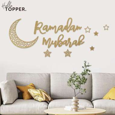 Backdrop Sign Ramadhan Mubarak Hiasan Dinding Lebaran Kayu
