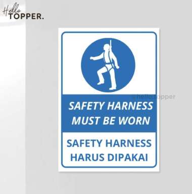 Safety Harness Sign Board Akrilik Tempel Dinding Papan Acrylic 28x40 cm