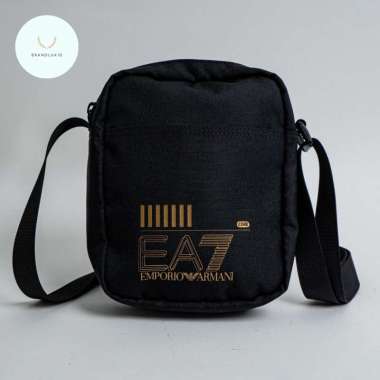EA7 (Emporio Armani) Contrasting Logo Web Crossbody Bag Black Gold