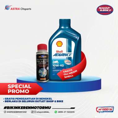 Injector Cleaner Bluechem + GRATIS Oli Shell Advance AX7 10W40 SN 1 LTR [Voucher Pasang di Shop & Bi