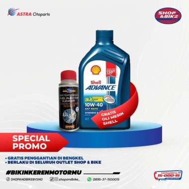Injector Cleaner Bluechem + GRATIS Oli Shell Advance AX7SC (Matic) 10W40 SN 1 LTR [Voucher Pasang di