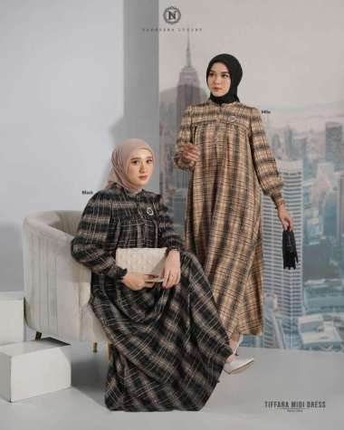 Gamis Nadheera Tiffara Midi Dress Black M
