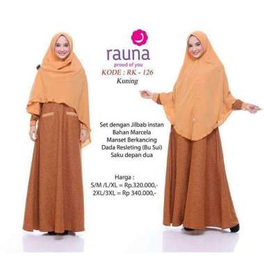 Rauna gamis katun set hijab rk 126 kuning S