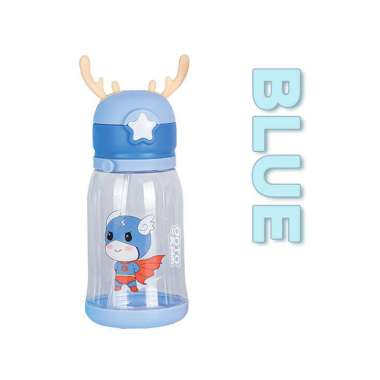 Goto Kiddo Botol Minum Anak Lucu Karakter Sedotan Dengan Tali Gantung SUPERHERO BLUE